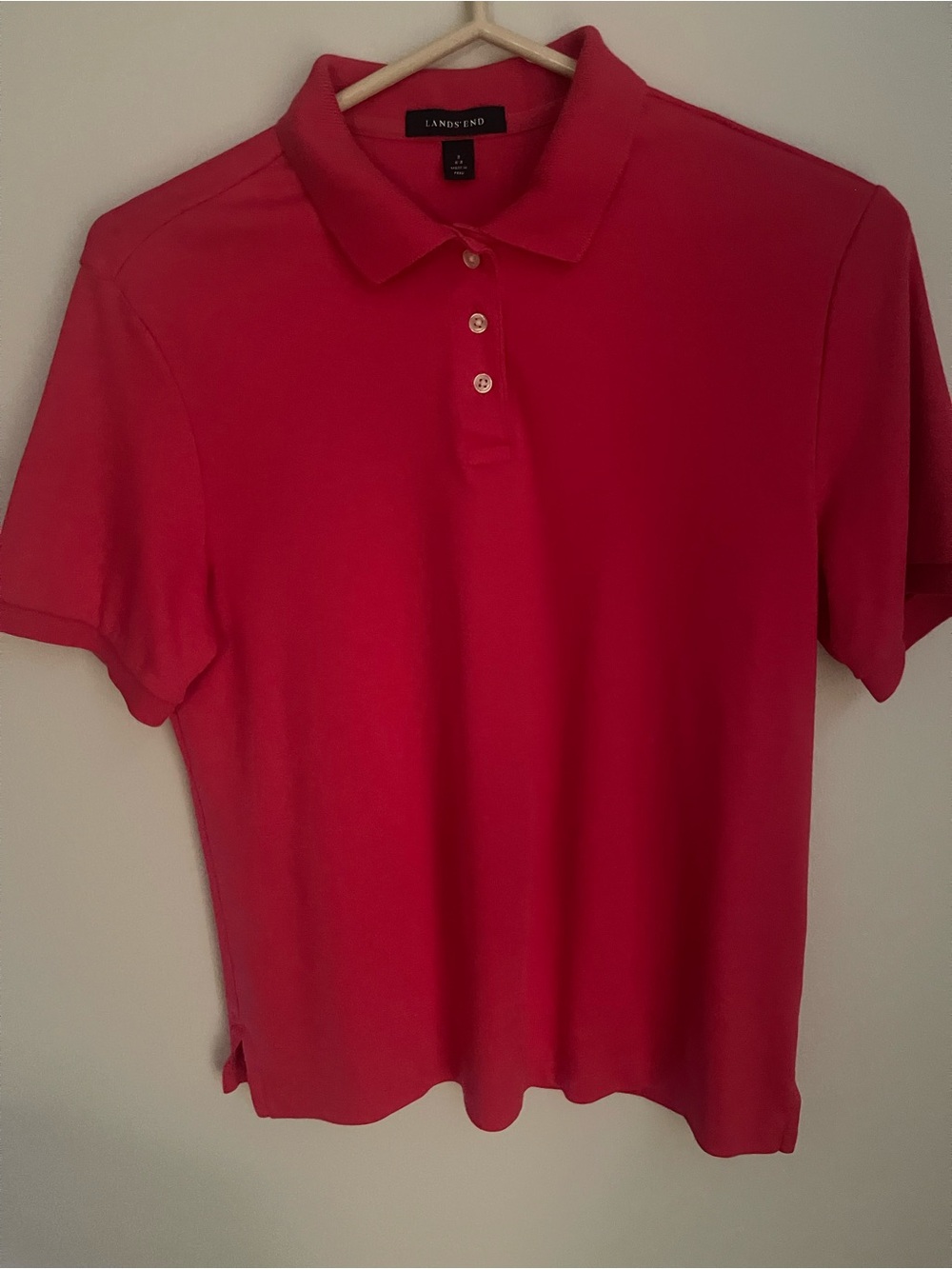 Lands' End red pink Crew Polo women’s 6-8 💯% cotton excellent condition